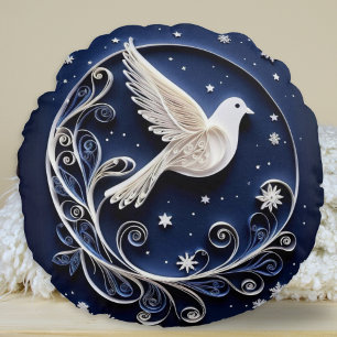 Coussins Ronds Colombe de la Paix Oiseau en Papier Cartonné Faux