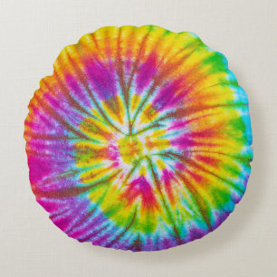 Coussins Ronds Coloré Cravate-Dye -Dye Abstrait.