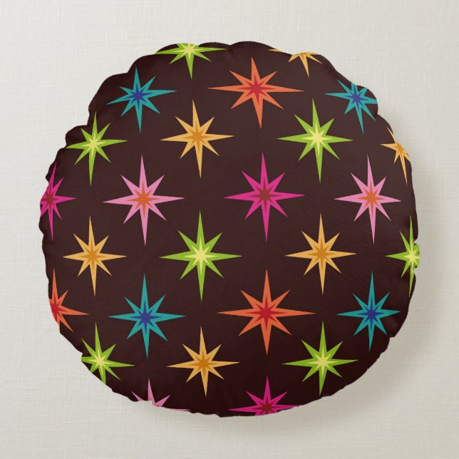 Coussins Ronds Coloré Funky Mi-Siècle Débuts Atomique (Devant)