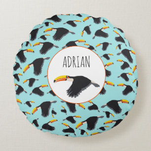 Coussins Ronds Coloré Toucan Tropical Bird Motif