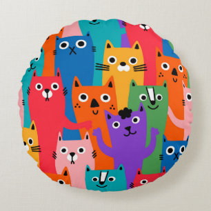 Coussins Ronds Colorful cats