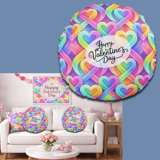 Coussins Ronds Colorful Modern Hearts Pattern Valentine’s Day