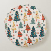 Coussins Ronds Colourful Christmas Pine Trees Seamless Pattern (Dos)