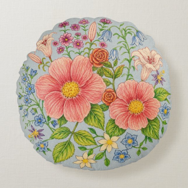 Coussins Ronds Composition florale (Devant)