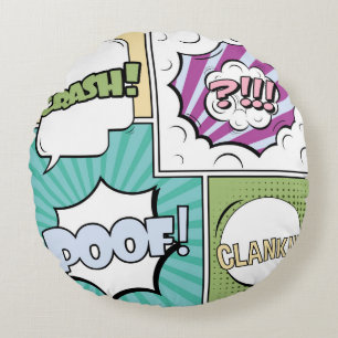 Coussins Ronds concept créatif Abstrait comic pop art style blan