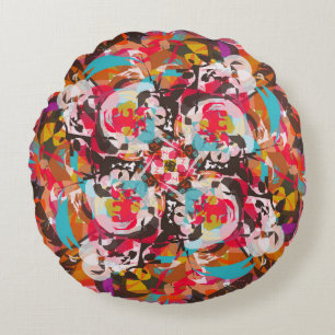 Coussins Ronds Conception abstraite florale colorée