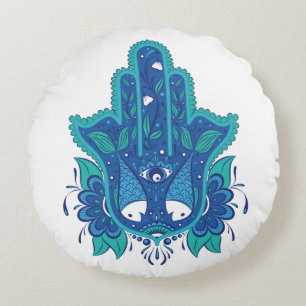 Coussins Ronds Conception bleue de Hamsa