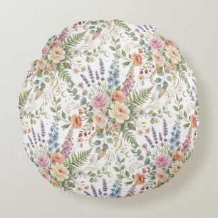 Coussins Ronds Conception botanique florale élégante vintage