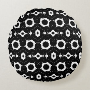 Coussins Ronds Conception classique en noir et blanc