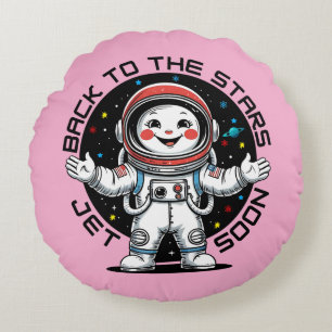 Coussins Ronds Conception d'astronaute mignon de retour vers les 