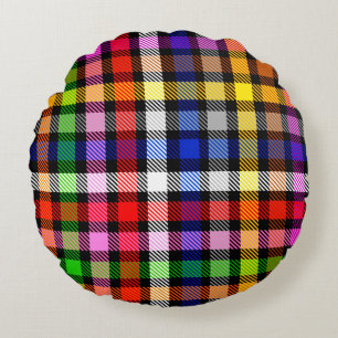 Coussins Ronds Conception de carreaux tartan à carreaux en twill