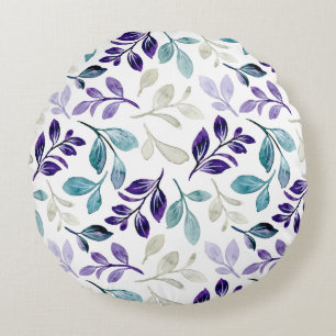 Coussins Ronds Conception de feuilles d'aquarelle harmonieuses