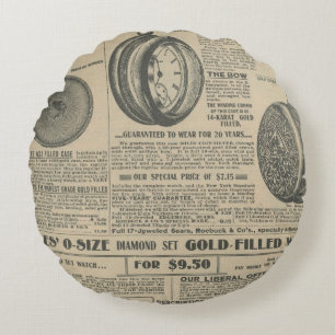 Coussins Ronds Conception de journal vintage