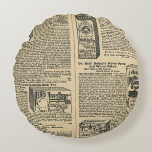 Coussins Ronds Conception de journal vintage