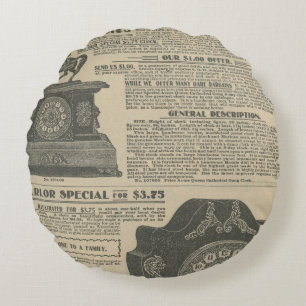 Coussins Ronds Conception de journal vintage