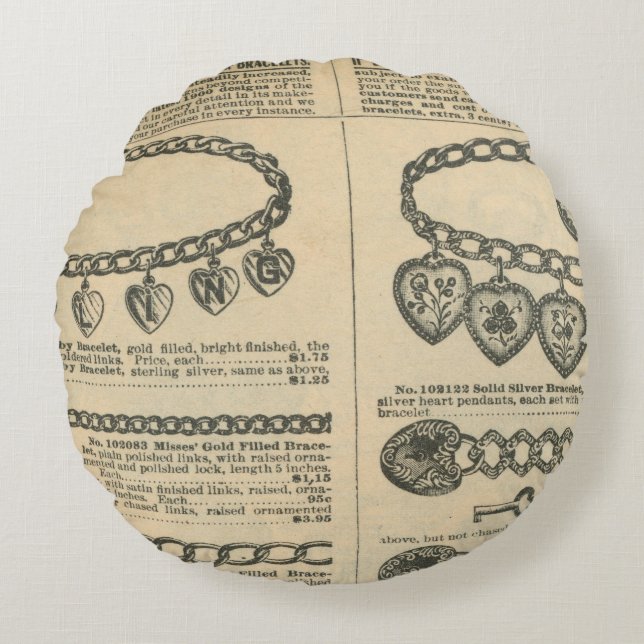 Coussins Ronds Conception de journal vintage (Devant)