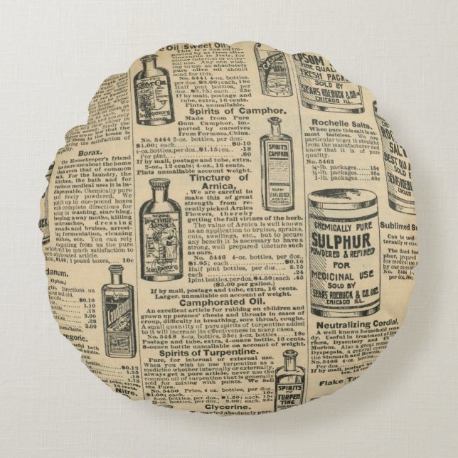 Coussins Ronds Conception de journal vintage (Devant)