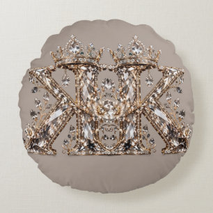 Coussins Ronds Conception de luxe en cristal beige avec la lettre