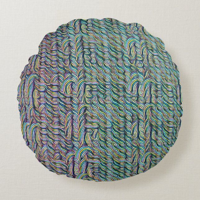 Coussins Ronds Conception de motif de vague abstrait psychédéliqu (Devant)
