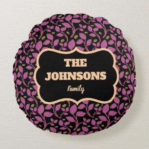 Coussins Ronds Conception de nom de famille botanique rose person