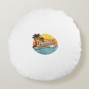 Coussins Ronds Conception de nom de Thomas Retro Sunset