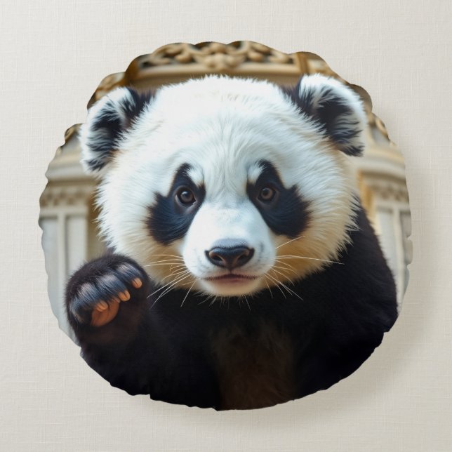 Coussins Ronds Conception de Panda qui Agite (Devant)