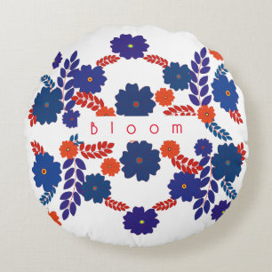 Coussins Ronds Conception de vecteur de fleurs bleues simples