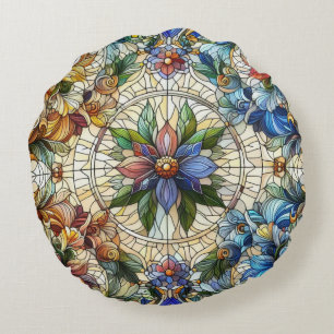 Coussins Ronds Conception De Verre De Tissu Elaboré Et Complet