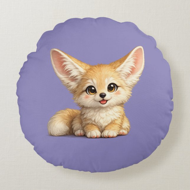 Coussins Ronds Conception de vibrations positives de renard fenne (Devant)