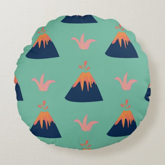 Coussins Ronds Conception de volcans mignons (Devant)