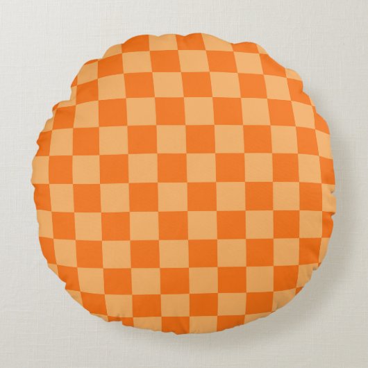 Coussins Ronds Conception du Motif Plaid du vérificateur orange (Devant)