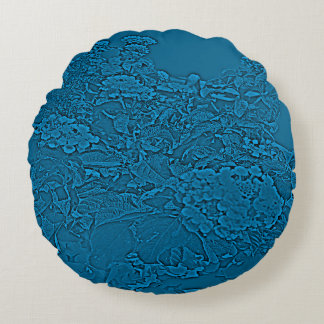 Coussins Ronds Conception Fleurie Lantana Bleu Sarcelle