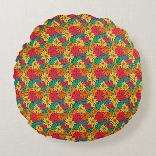 Coussins Ronds Conception florale automne (Devant)