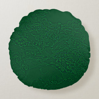 Coussins Ronds Conception florale latine verte.