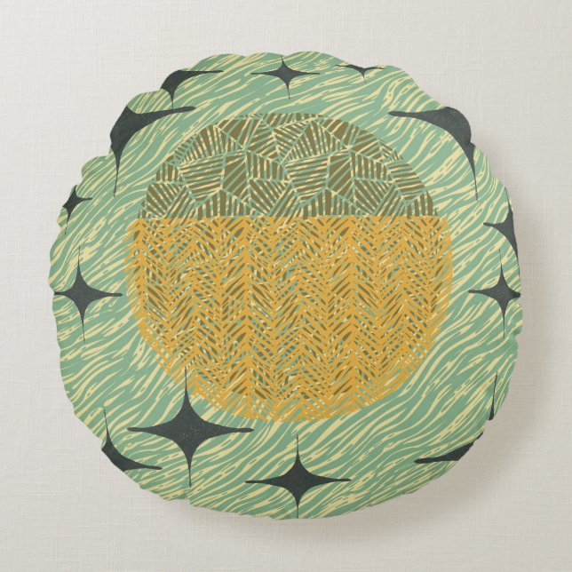 Coussins Ronds Conception géométrique du milieu du siècle (Devant)