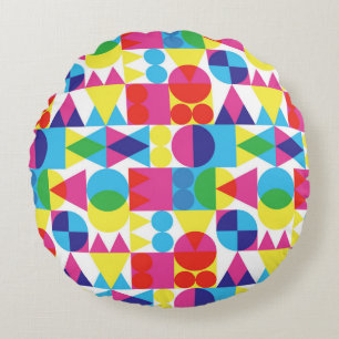 Coussins Ronds Conception motif géométrique Abstraite et colorée.