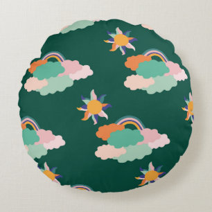 Coussins Ronds Conception motif transparente avec nuages colorés