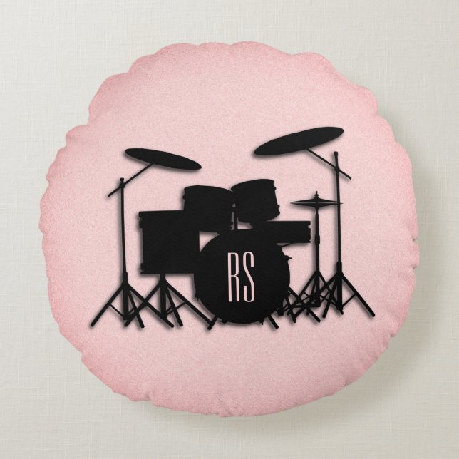 Coussins Ronds Conception musicale d'ensemble à tambour monogramm (Devant)