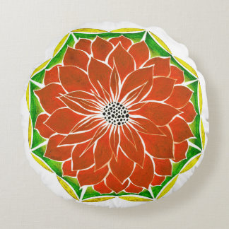 Coussins Ronds Conception ORANGE de POINSETTIA