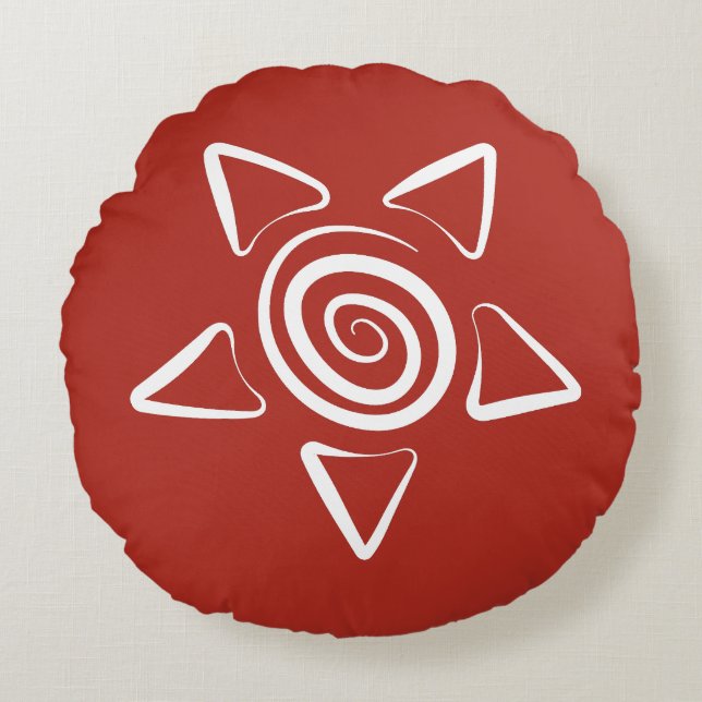Coussins Ronds Conception simple de couleur rouge  (Devant)