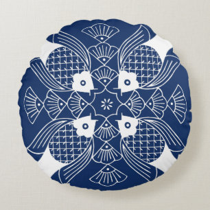 Coussins Ronds Conception sous-marine de poissons avec l'arrière