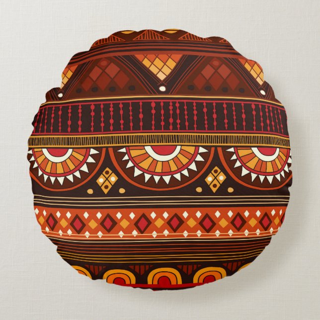 Coussins Ronds Conception Tribal sans soudure pour diverses utili (Devant)
