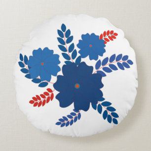 Coussins Ronds Conception vectorielle de fleurs bleues simples
