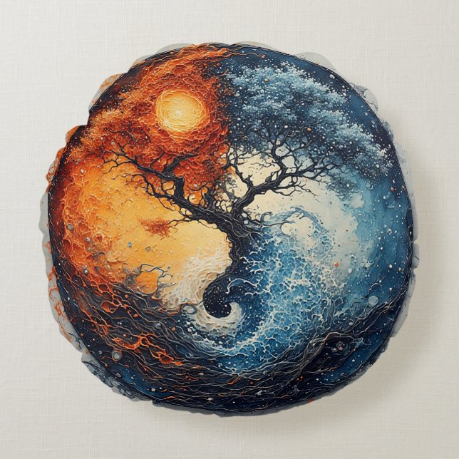 Coussins Ronds Conception vibrante de Yin Yang (Devant)