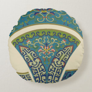 Coussins Ronds Conceptions bleues d'Oriental avec les visages de