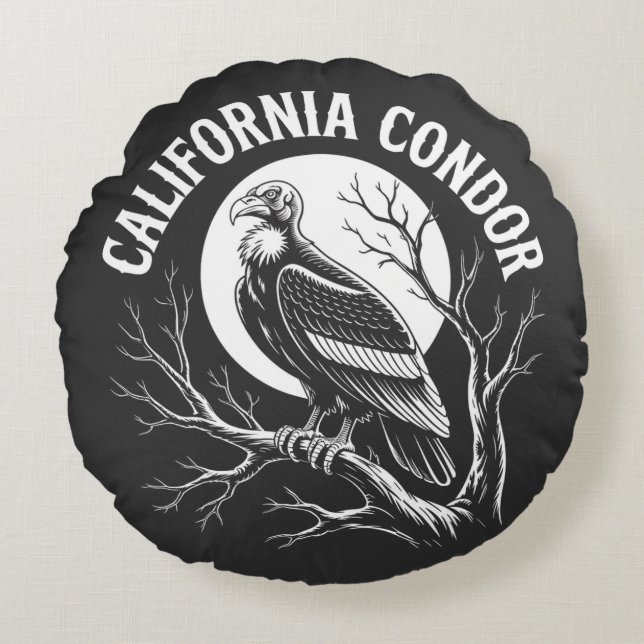 Coussins Ronds Condor de Californie pour hommes et femmes  (Devant)