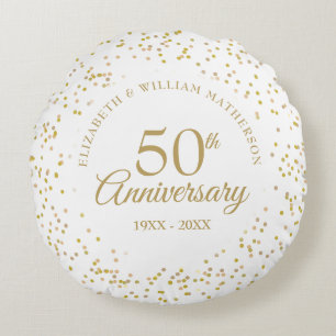 Coussins Ronds Confetti de poussière d'or pour les 50 ans de mari