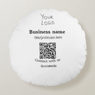 Coussins Ronds Connectez-vous avec nous logo entreprise QR nom de