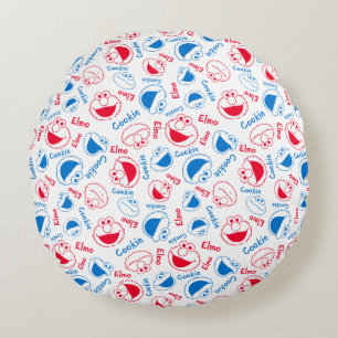 Coussins Ronds Cookie Monster & Elmo   Motif rouge et bleu