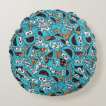 Coussins Ronds Cookie Monster | Nom Nom Nom Nom Motif<br><div class="desc">Ce motif amusant présente les nombreux visages de Cookie Monster.  © 2021 Sesame Workshop. www.sesamestreet.org</div>